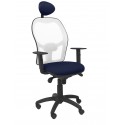 Silla Jorquera malla blanca asiento bali azul marino con cabecero fijo