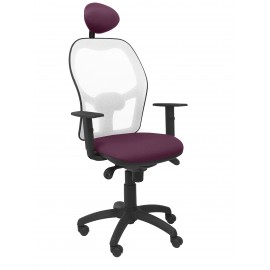 Silla Jorquera malla blanca asiento bali morado con cabecero fijo