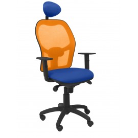 Silla Jorquera malla naranja asiento bali azul con cabecero fijo