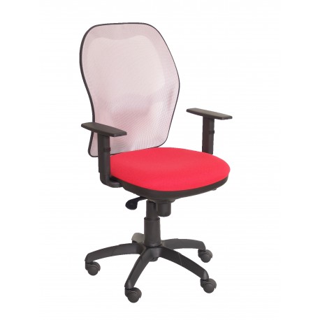 Silla Jorquera malla gris asiento bali rojo