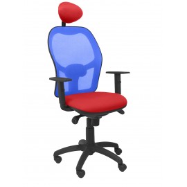 Silla Jorquera malla azul asiento bali rojo con cabecero fijo