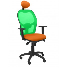 Silla Jorquera malla verde asiento bali naranja con cabecero fijo