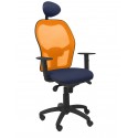 Silla Jorquera malla naranja asiento bali azul marino con cabecero fijo