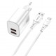 Kit cargador qcharx apolo 24a + cable usb a tipo c blanco