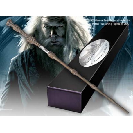 Replica the noble collection harry potter albus dumbledore varita con caja y placa de identificacion