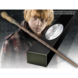 Replica the noble collection harry potter ron weasley varita con caja y placa de identificacion