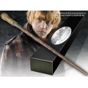 Replica the noble collection harry potter ron weasley varita con caja y placa de identificacion