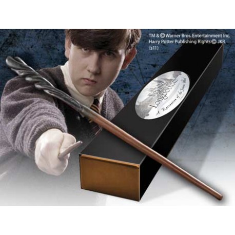 Replica the noble collection harry potter neville longbottom varita con caja y placa de identificacion