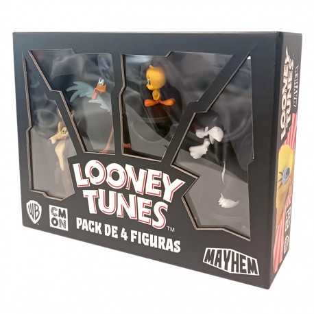 Juego de mesa looney tunes mayhem pack de 4 figuras pegi 10