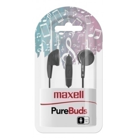 MAXELL - AURICULARES MAXELL BOTON NEGRO M668 - EARBUD MIC BLACK