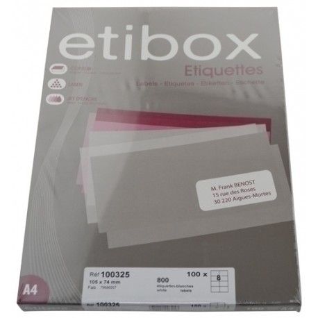 ETIQUETAS ADH.IMPR. ETIBOX A4 BLANCA CAJ