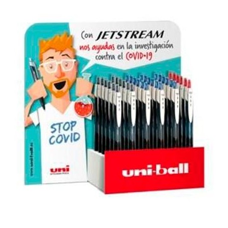 UNIBALL EXPOSITOR ROLLERBALL JETSTREAM SPORT SXN-150 RETRÁCTIL ROJO-NEGRO-AZUL -36U-