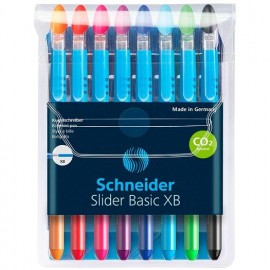 SCHNEIDER BOLÍGRAFO SLIDER BASIC F + 2 GRATIS COLORES SURTIDOS -ESTUCHE 8U-