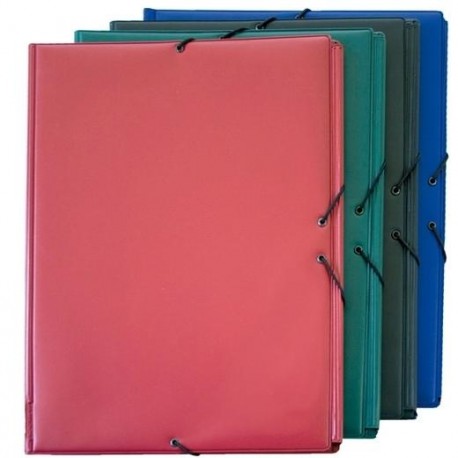 GRAFOPLÁS CARPETA ESCOLAR  CON GOMAS 3 SOLAPAS 1/4 FORRADAS PVC GRANATE