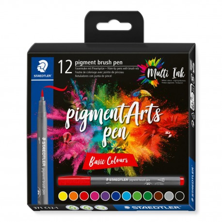 Staedtler Pigment Arts Brush Pen Basic Colors rotulador Multicolor 12 pieza(s)