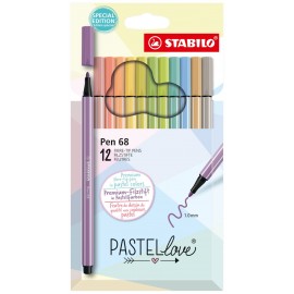 STABILO Pen 68 rotulador Medio Beige, Azul, Verde, Verde claro, Naranja, Pastel, Melocotón, Violeta, Amarillo 12 pieza(s)