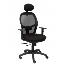 Silla Jorquera malla negra asiento bali negro con traslak y cabecero