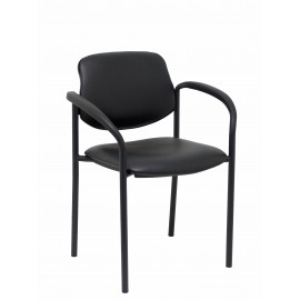 Silla fija Villalgordo similpiel negro chasis negro con brazos