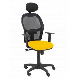 Silla Alocén malla negra asiento bali amarillo brazos regulables cabecero fijo