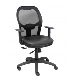 Silla Jorquera malla negra asiento similpiel negro con traslak