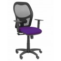 Silla Alocén malla negra asiento bali morado brazos regulables