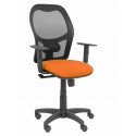 Silla Alocén malla negra asiento bali naranja brazos regulables