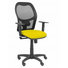 Silla Alocén malla negra asiento bali amarillo brazos regulables