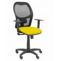 Silla Alocén malla negra asiento bali amarillo brazos regulables