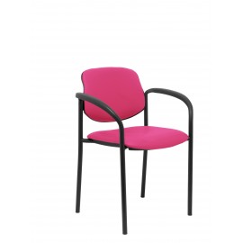 Silla fija Villalgordo similpiel rosa chasis negro con brazos