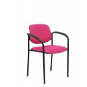 Silla fija Villalgordo similpiel rosa chasis negro con brazos