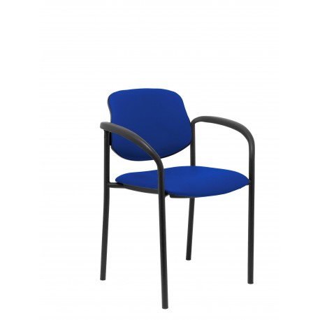 Silla fija Villalgordo similpiel azul chasis negro con brazos