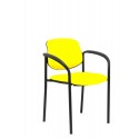 Silla fija Villalgordo similpiel amarillo chasis negro con brazos