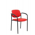 Silla fija Villalgordo similpiel rojo chasis negro con brazos