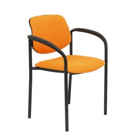 Silla fija Villalgordo bali naranja chasis negro con brazos