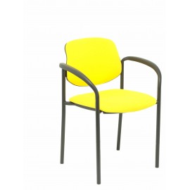 Silla fija Villalgordo bali amarillo chasis negro con brazos