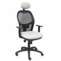 Silla Jorquera malla negra asiento bali gris claro con cabecero fijo