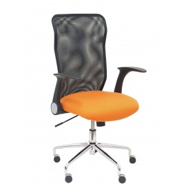 Silla Minaya respaldo malla negro asiento bali naranja