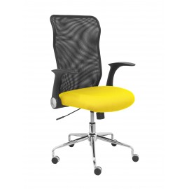 Silla Minaya respaldo malla negro asiento bali amarillo