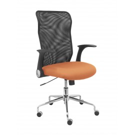 Silla Minaya respaldo malla negro asiento bali marrón