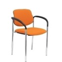 Silla fija Villalgordo bali naranja chasis cromo con brazos