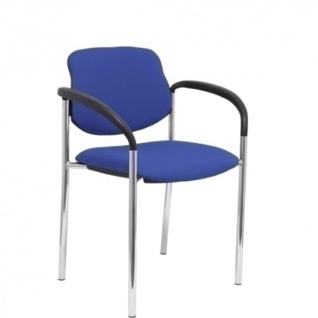 Silla fija Villalgordo bali azul chasis cromo con brazos