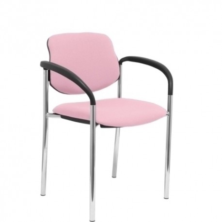 Silla fija Villalgordo bali rosa chasis cromo con brazos