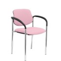 Silla fija Villalgordo bali rosa chasis cromo con brazos