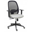 Silla Cilanco negra malla negra asiento bali gris brazo regulable.