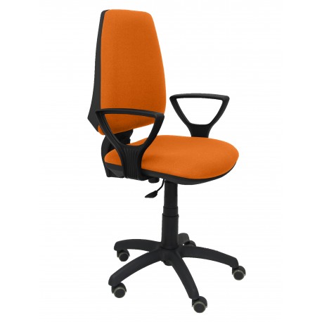 Silla Elche CP bali naranja brazos fijos ruedas de parquet