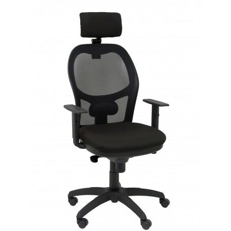 Silla Jorquera malla negra asiento bali negro cabecero regulable