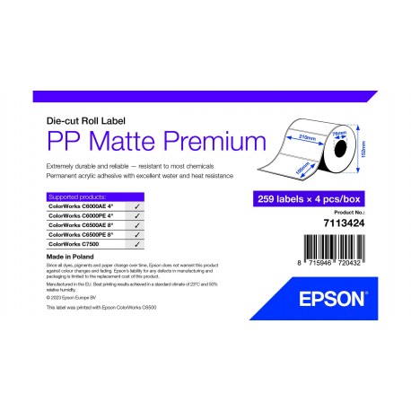 Epson 7113424 etiqueta de impresora Blanco Etiqueta para impresora autoadhesiva