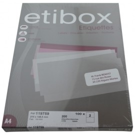 ETIQUETAS ADH.IMPR. ETIBOX A4 BLANCA CAJ