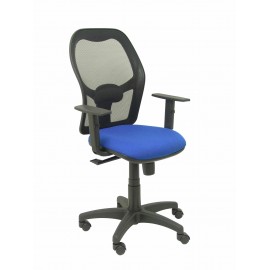 Silla Alocén malla negra asiento bali azul brazos regulables