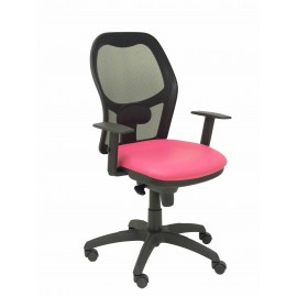 Silla Jorquera malla negra asiento similpiel rosa